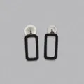 Minimalist matte black geometric rectangular earrings with modern hollow open frame design - Rectangle / Black