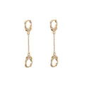 Pendientes de esposas dorados con circonitas brillantes y cadena de diseño moderno - Estilo de Cadena con Diseño de Esposas (E212) / Dorado