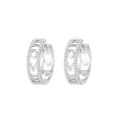 Orecchini a cerchio LOVE in argento con zirconi scintillanti e cuori traforati - Chiusura Orecchio Cuore Vuoto LOVE con Zirconi / E271-Argento