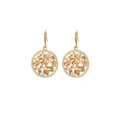Pendientes largos de oro rosa con diseño de flor hueca y detalles de circonitas - Estilo Aro Floral Hueco (E222) / Dorado