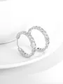 Orecchini a cerchio a catena in argento per donna con zirconi e finitura in metallo lucido - Orecchino a Cerchio Grande Maglia Cubana con Zirconi / E273-Argento