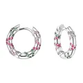 Orecchini a cerchio a spirale in argento con gemme colorate e texture ritorta - Orecchino a Cerchio Spirale con Pietre Multicolore / E274 - Argento Colorato