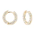 Orecchini a cerchio dorati con texture a corda intrecciata e pavé di zirconi cubici - Cerchio Intrecciato con Zirconi / E274-Oro