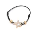 Verstellbares schwarzes Kordelarmband mit vergoldetem Pavé-Stern und Metallperlen - Gold Stern Geflochtenes Seil Stil (S108-SL05729-GD)