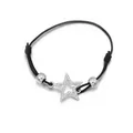 Minimalistisches Perlenarmband mit funkelndem Sternanhänger und schwarzer Kordel - Silber Stern Geflochtenes Seil Stil (S108-SL05729-SL)