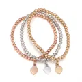 Dreiteiliges Perlenarmband-Set in Roségold, Silber und Gold mit Herzanhängern - Gemischt Dreifarbig Herz Stil (S92-SL05952-MX)