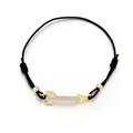 Verstellbares schwarzes Kordelarmband mit goldenem Pfeilanhänger und Zirkonia-Steinen - Gold Pfeil Geflochtenes Seil Stil (S96-SL05927-GD)