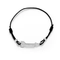 Verstellbares schwarzes Kordelarmband mit silbernem Pfeilanhänger und Zirkonia - Silber Pfeil Geflochtenes Seil Stil (S96-SL05927-SL)