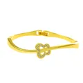Minimalist gold butterfly bangle featuring sparkling zircon inlay for women - Gold Heart Zircon Style (3013)