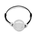Ethnisches Perlenarmband mit silbernem Mandala-Anhänger und Kristallbesatz auf schwarzer Schnur - Silber Hohles Muster Stil (S105-SL04486-SL)