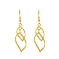 Minimalist gold twisted hollow earrings with multilayer geometric wave design on white backdrop - Gold Streamlined Leaf Style