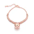 Modisches roségoldenes Perlenarmband mit polierter Kugel und sicherem Karabinerverschluss - Roségold Großer Ball Karabinerschließe Stil (S86-SL05734-RG)