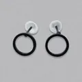 Minimalist geometric black metal circle stud earrings with silicone plugs for men - Round / Black