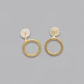 Minimalist geometric circular stud earrings in golden finish with clear silicone backs - Round / Gold
