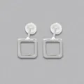 Minimalist square hollow geometric stud earrings in polished silver finish - Square / Silver
