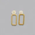 Minimalist rectangular geometric stud earrings with matte golden finish and silicone backs - Rectangle / Gold