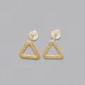 Minimalist matte golden hollow triangle stud earrings with silicone backings - Triangle / Gold