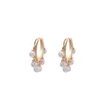 Elegant gold hoop earrings with five white round pearls hanging in a cluster design - Clustered Pearl Hoop Earrings (E258) / E258-Gold
