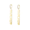 Elegant gold-plated drop earrings featuring AMORE lettering and sparkling pavé zircons - AMORE Heart Letter Dangle Style (E259) / E259-Gold