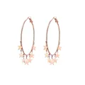 Elegant rose gold hoop earrings with hanging star charms in a minimalist design - Multi-star Hoop Earrings (E262) / E262-Rose Gold