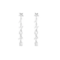 Silver star earrings with AMORE letter pendants for women in polished finish - AMORE Star Dangle Style (E213) / E213-Silver