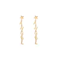 Golden star dangle earrings with ANGEL letter charms for a stylish fashion look - ANGEL Star Dangle Style (E214) / E214-Gold