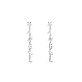 Silver drop earrings featuring a star motif and vertical ANGEL lettering in polished finish - ANGEL Star Dangle Style (E214) / E214-Silver