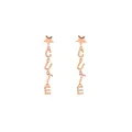 Rose gold dangle earrings with star stud and vertical CUTE letters on white background - CUTE Star Dangle Style (E215) / E215-Gold