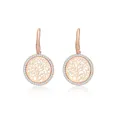 Elegant rose gold tree of life earrings featuring hollow engraving and white pavé crystals - Hollow Pave Tree of Life Dangle (E209) / E209-Rose Gold