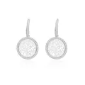 Silver tree of life drop earrings with sparkling pavé crystals and French wire hooks - Hollow Pave Tree of Life Dangle (E209) / E209-Silver