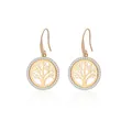 Elegant rose gold Tree of Life drop earrings with white zircon crystals for women - Round Hollow Tree of Life Ear Hook (E210) / E210-Gold
