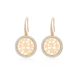 Rose gold dangle earrings with hollow circular star design and sparkling white crystals - Round Hollow Pentagram Dangle Style (E208) / E208-Gold