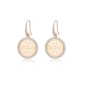Rose gold round snowflake drop earrings with micro-pave cubic zirconia accents - Round Snowflake Hollow Ear Hook Style (E207) / E207-Rose Gold