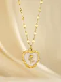 Detail of gold heart pendant with white inlay and rose embossing on silk fabric - Rose Heart Style (PJ155070-)