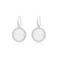 Silver hollow round drop earrings with pavé crystals and intricate geometric patterns - Round Snowflake Hollow Ear Hook Style (E207) / E207-Silver