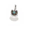 Bohemian style stud earring featuring water green bead and silver round pendants - Vintage Ethnic Fan-shaped Tassel Style (E206) / E206-Blue