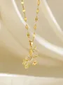 Close-up of gold-plated unicorn pendant necklace with shimmering cubic zirconia crystals - Unicorn Rhinestone Style (PJ93052-)