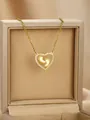 Golden heart necklace with white zircon and baby footprints in a luxury jewelry box - Heart Baby Footprints Style (W101-PJ1103-GD)