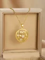 Gold-plated MAMA heart necklace with cubic zirconia stars in a premium gift box - MAMA Letter Pentagram Style (W101-PJ1104-GD)