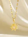 Golden sun pendant necklace with opal center stone on elegant beige satin background - Sun Opal Style (93037)