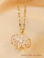 Rotierende goldene Blumenkette mit Zirkon-Blütenblättern auf Champagnerseide - Rotierender Marquise-Zirkonia-Blumen-Stil (W93-PJ93096-GD)