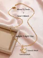 Collana dorata con stella e luna, zirconi e catena regolabile in acciaio al titanio - Ciondolo a Mezzaluna con Pentagramma (W93-PJ93062-GD)