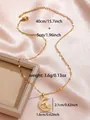 Gold star and crescent moon zircon pendant necklace with detailed size and weight specs - Nested Star Moon Heart Pendant (W93-PJ93064-GD)