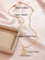 Golden moon and castle pendant necklace in titanium steel with zircon accents - Moon Castle Pendant (W93-PJ93068-GD)