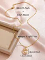 Gold star and moon pendant necklace in titanium steel with sparkling zircon stones - Crescent Embracing Star Pendant (W93-PJ93069-GD)