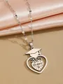Silver 2025 heart necklace with graduation cap and You Did It engraving - Graduation Hat Heart 2025 Style (108183-SL) / Silver