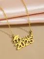 Golden Class of 2025 graduation necklace featuring a hollow pendant with mortarboard - Class of 2025 Hollow Style (108182-GD)
