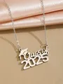 Silver Class of 2025 graduation necklace featuring a doctoral cap charm pendant - Class of 2025 Hollow Style (108182-SL)