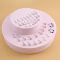 Set di orecchini a lobo da donna con stelle, cuori e perline su base rosa - Stile Stella Conchiglia Oceano Set