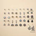 Set van 15 paar vintage zilveren oorbellen met geometrische vormen en boho-stijl - Bohemian Retro Stijl Oorbellen Set (FX050939)